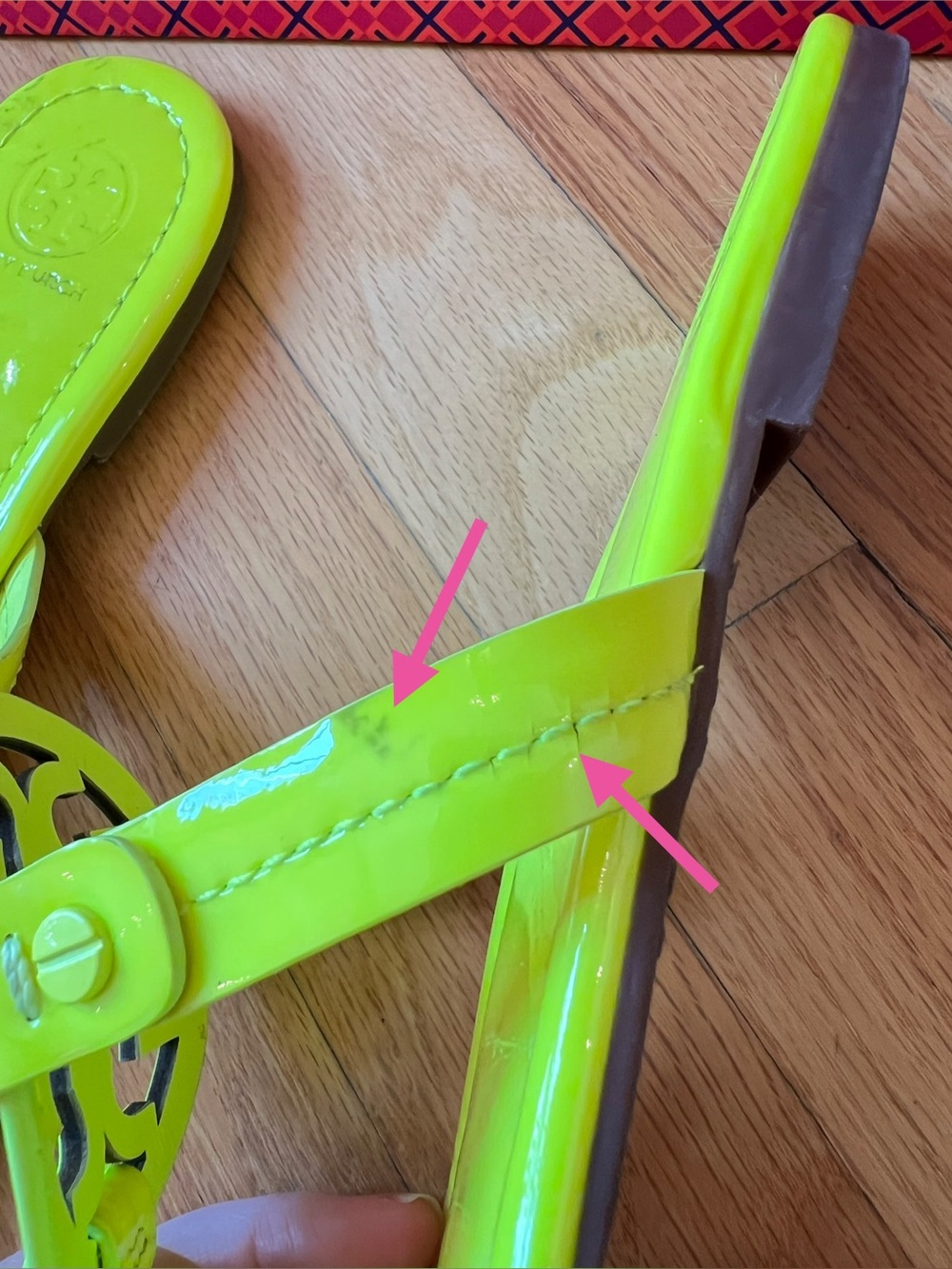 Tory Burch Neon Fluorescent Yellow Patent Leather Miller Sandals - Picture 7 of 13
